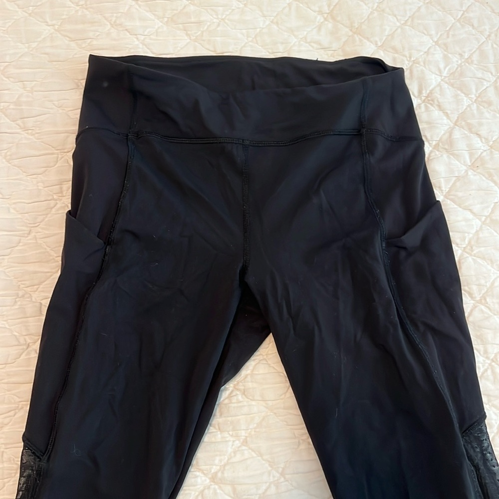 Lululemon crop leggings with mesh detail